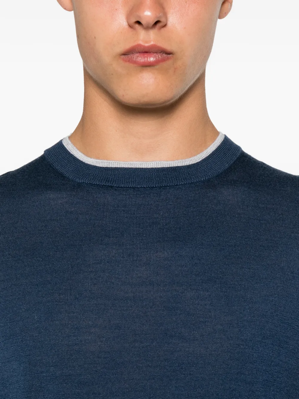 Eleventy Trui met contrasterende afwerking Blauw