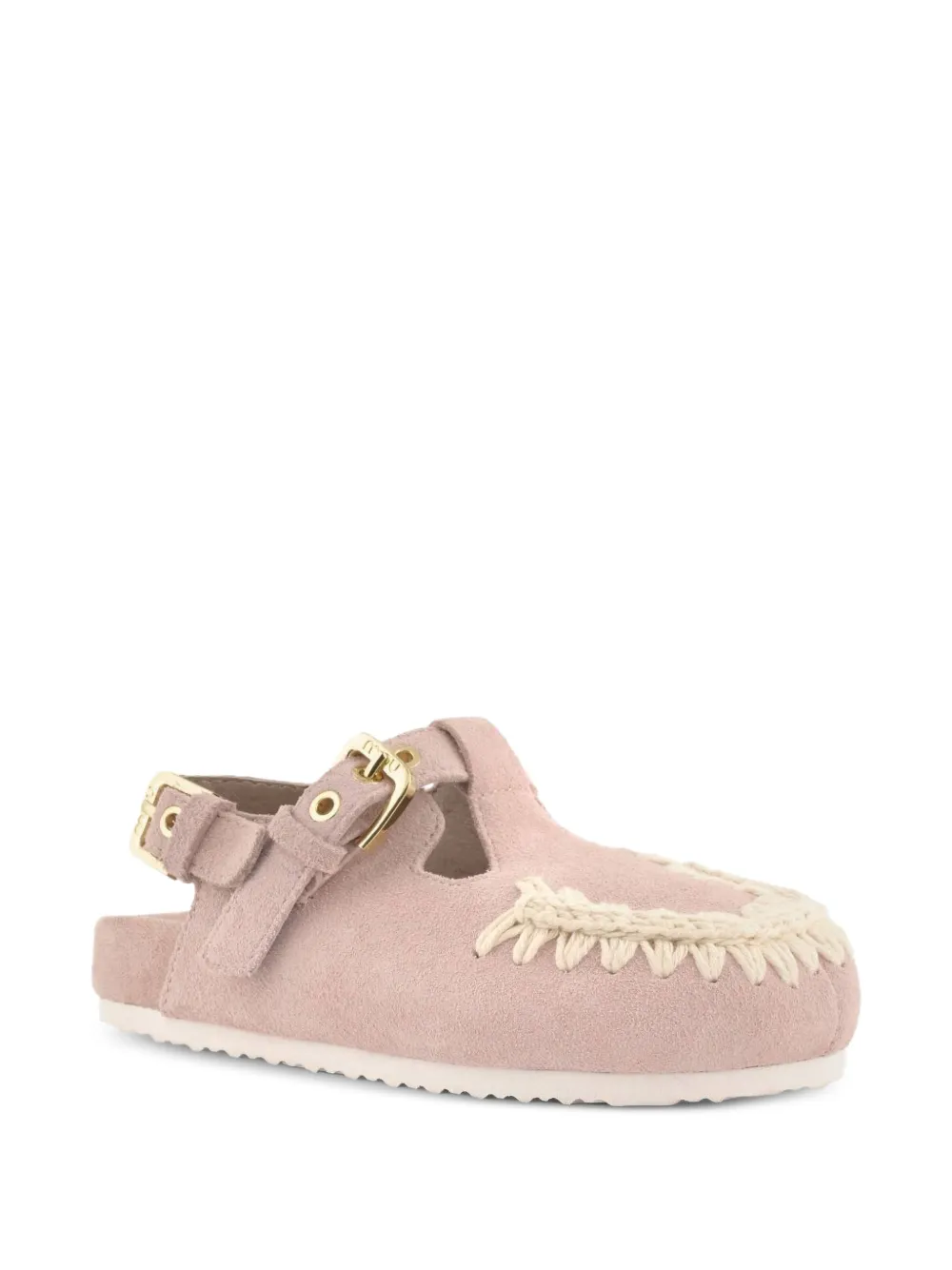 Mou blanket-stitch sandals Roze
