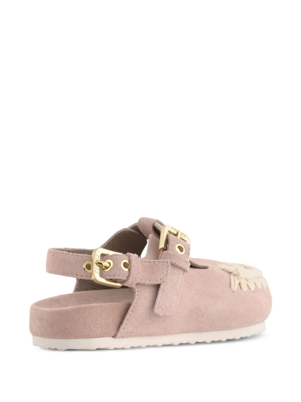 Mou blanket-stitch sandals Roze