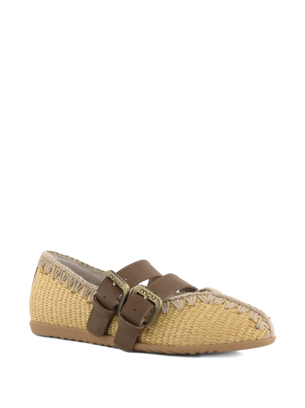 Mou crochet-trim buckle-strap ballet flats - Toni neutri