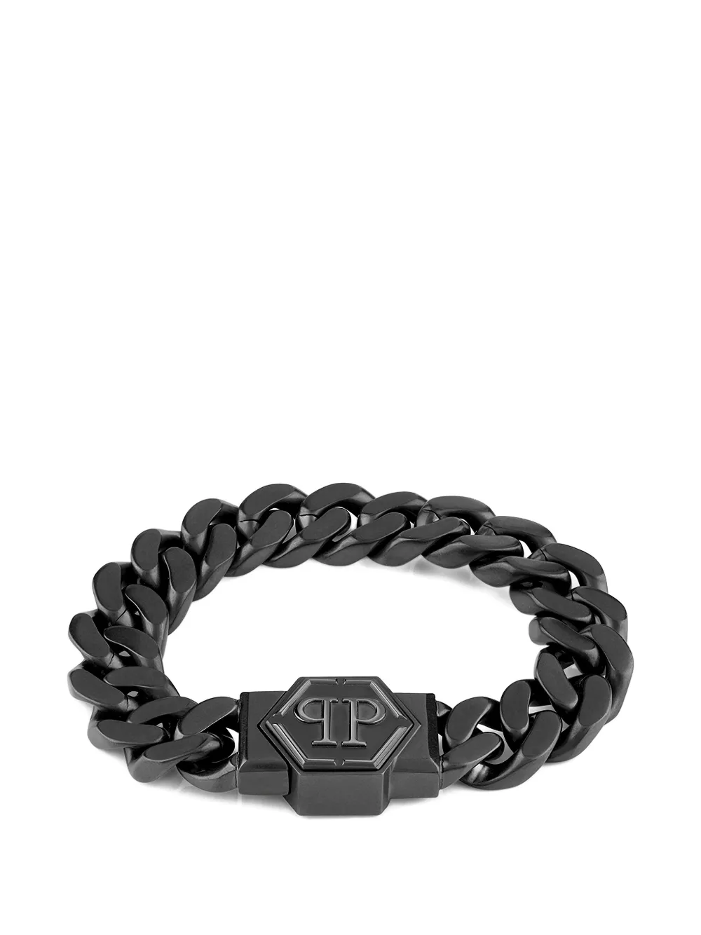 Philipp Plein Hexagon curb-chain bracelet - Nero