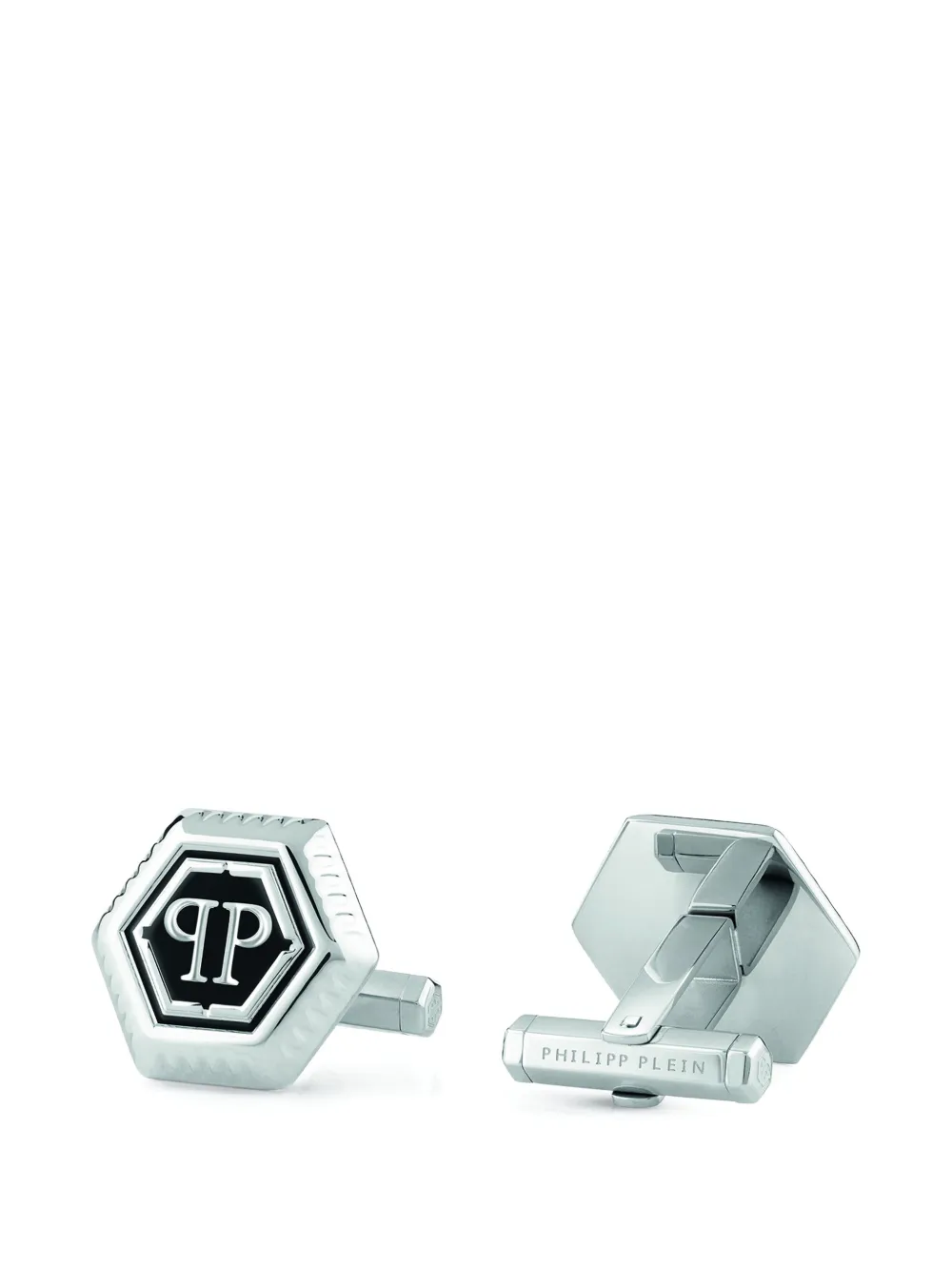 Philipp Plein Icon manchetknopen met logo Zilver