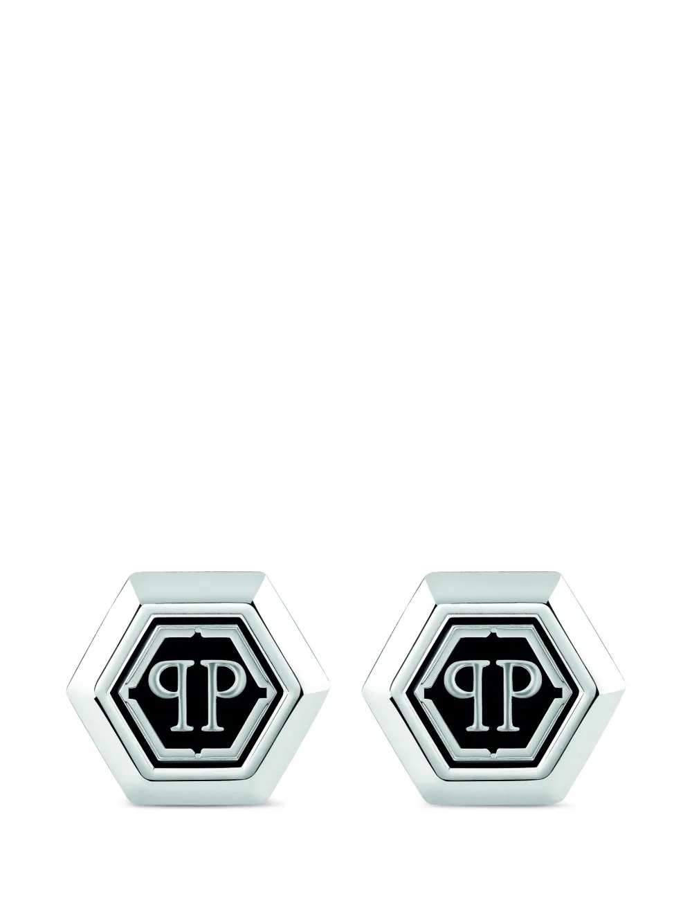 Philipp Plein Icon hexagon-logo cufflinks - Silber