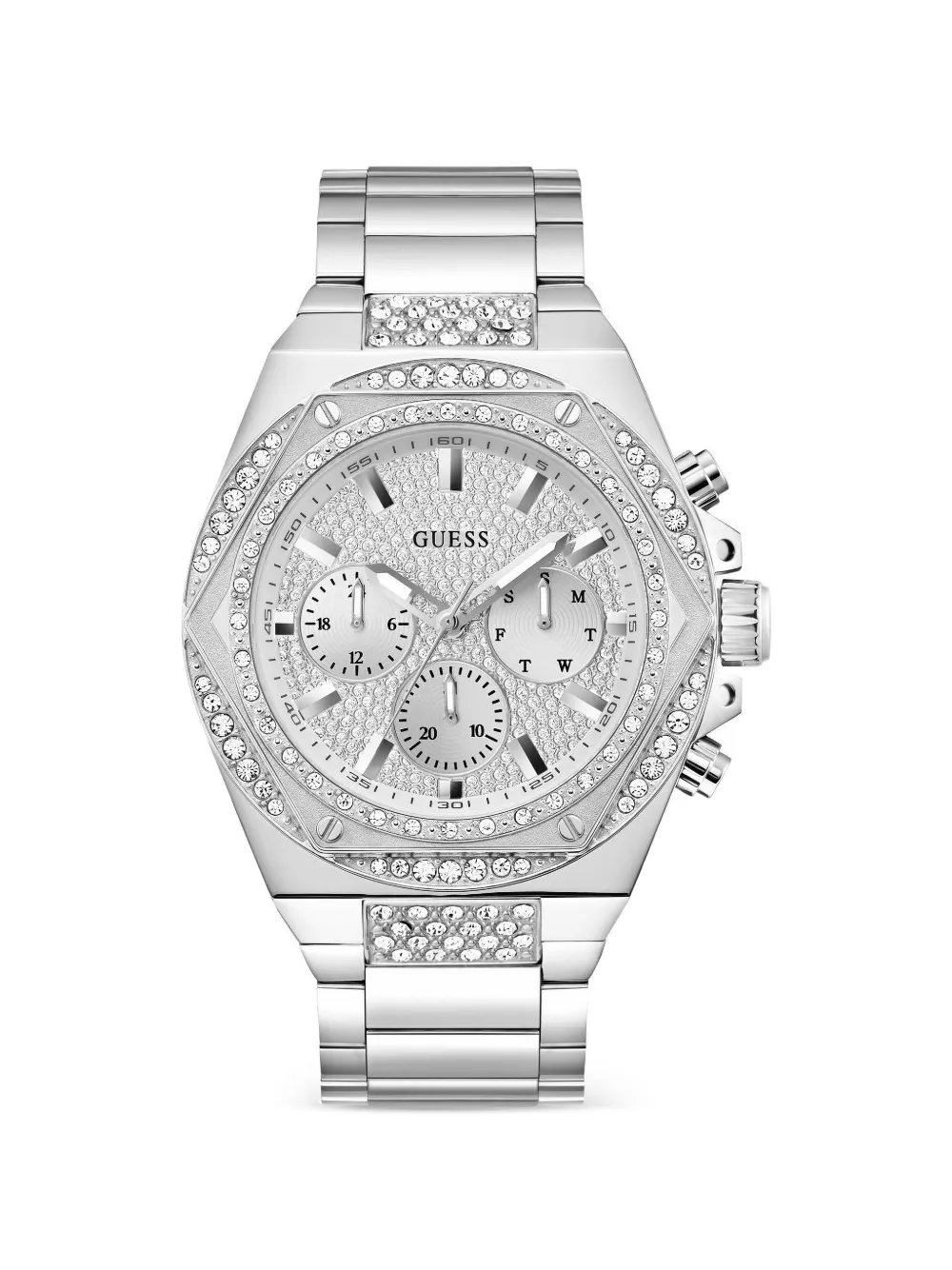 GUESS USA Orologio Fury con cristalli 47mm - Argento