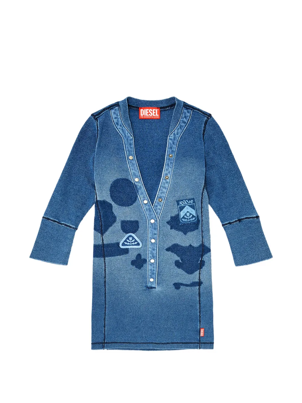 Diesel Top Henley con applicazioni - Blu