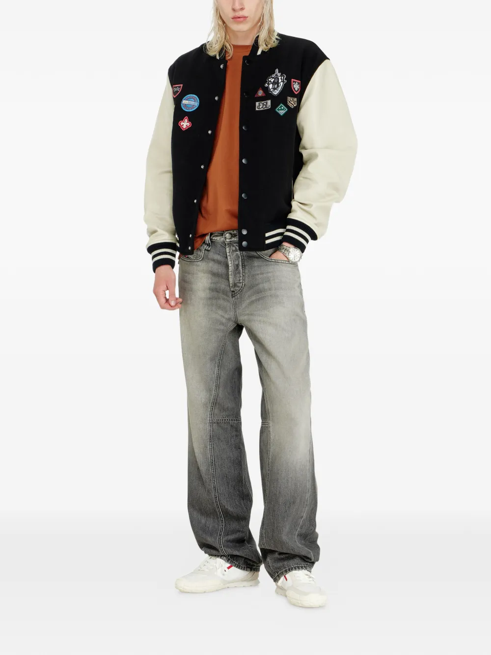 Diesel L-Arry-Patch leren jack Zwart