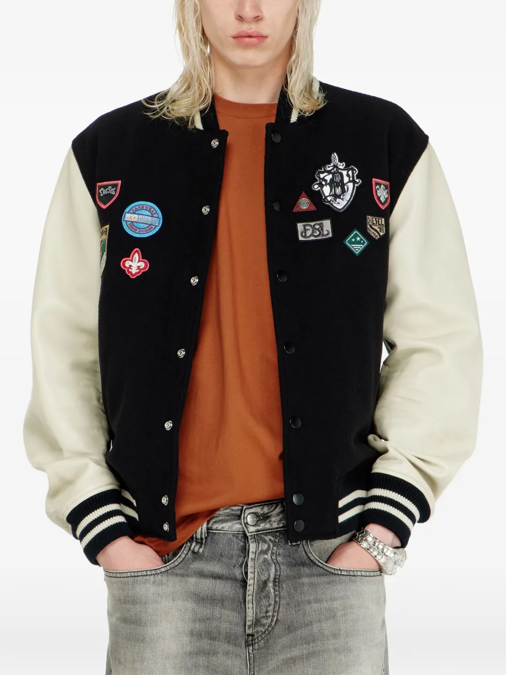 Diesel L-Arry-Patch leren jack Zwart