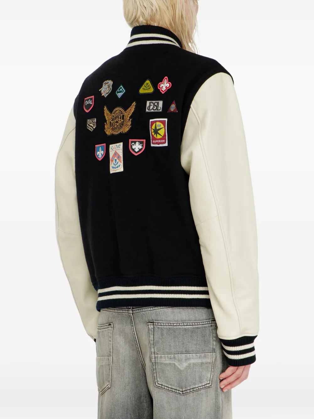 Diesel L-Arry-Patch leren jack Zwart