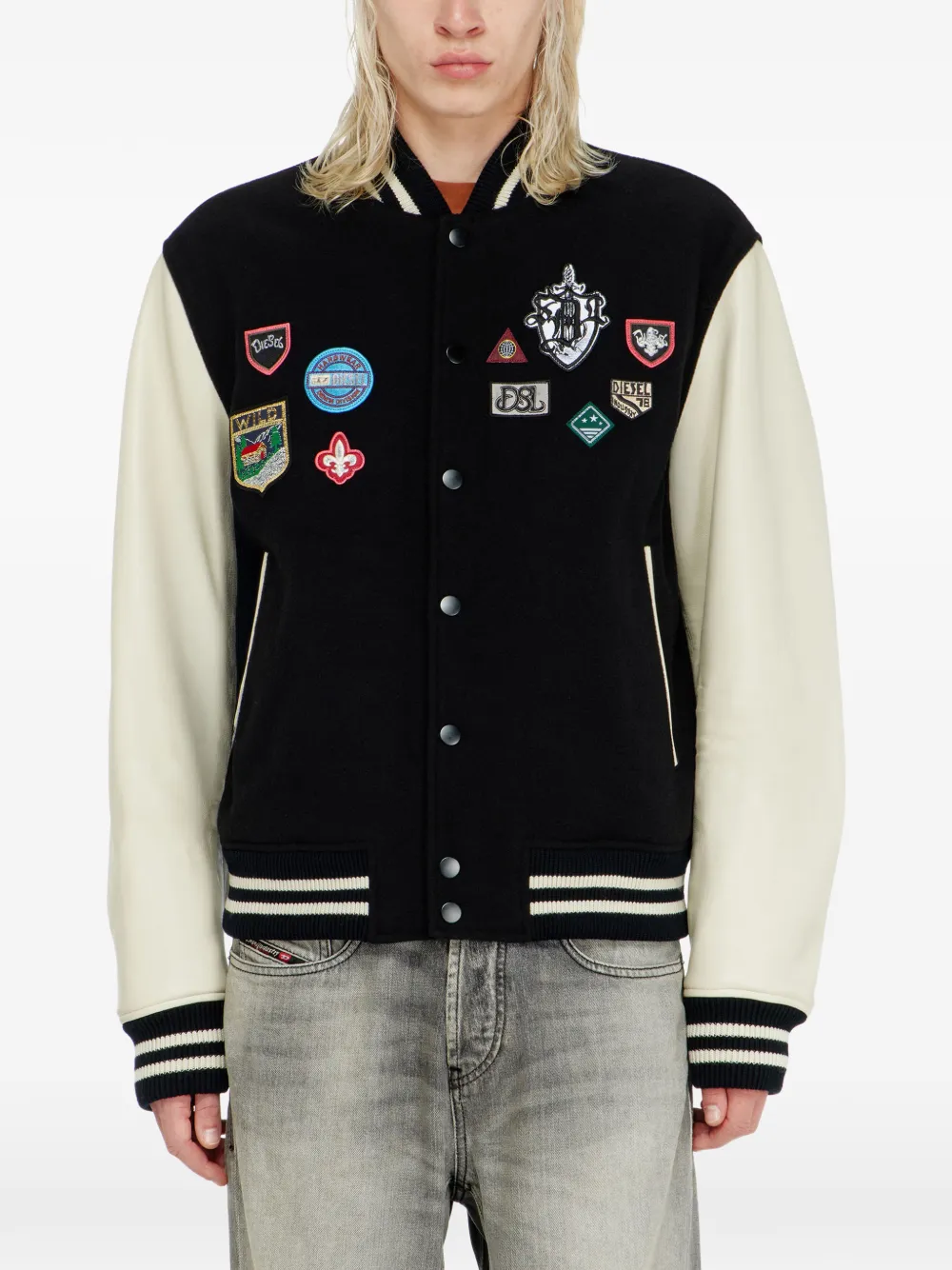 Diesel L-Arry-Patch leren jack Zwart