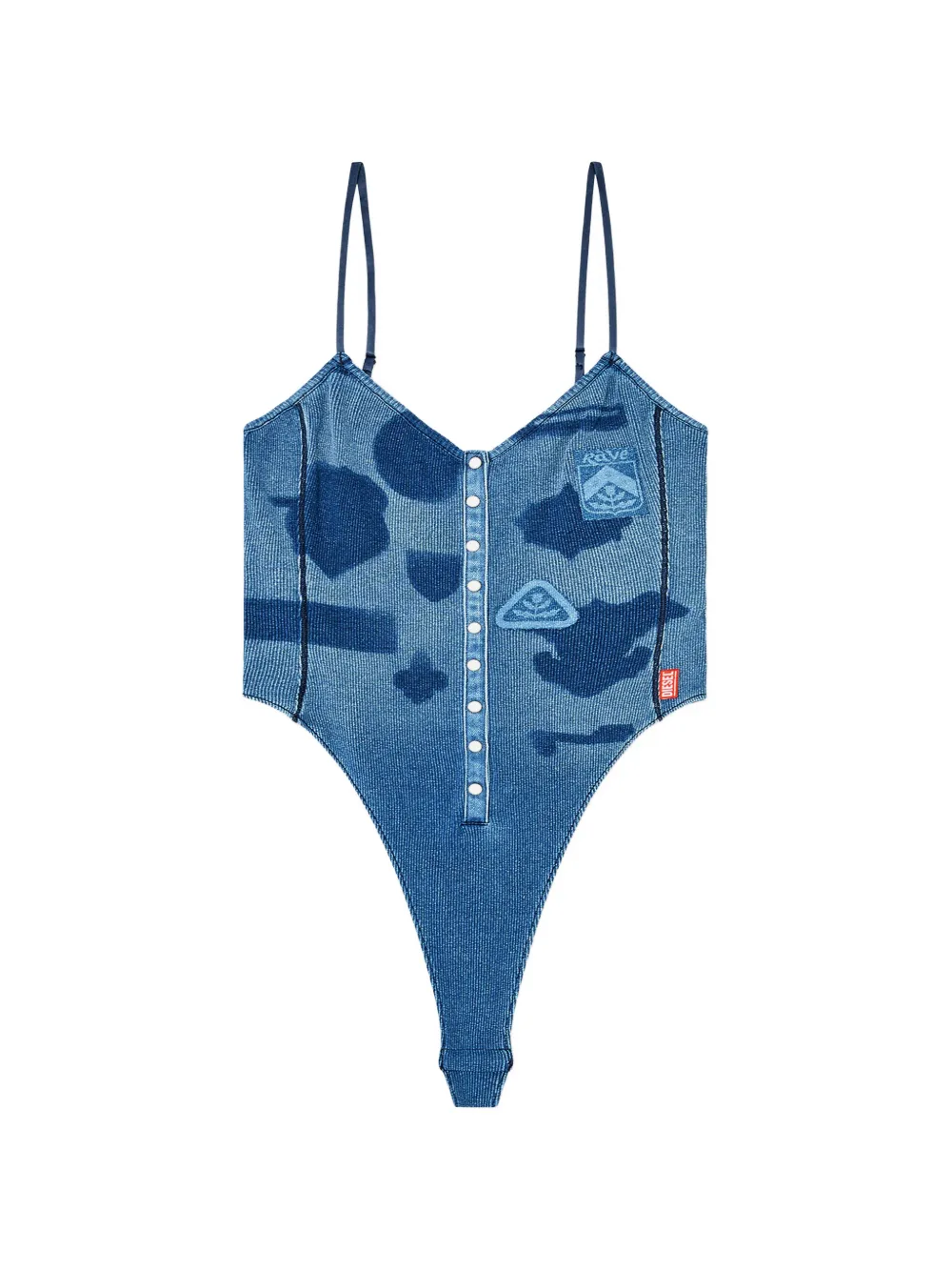 Diesel bodysuit in ribbed jersey with shadow-patch effects - Blu