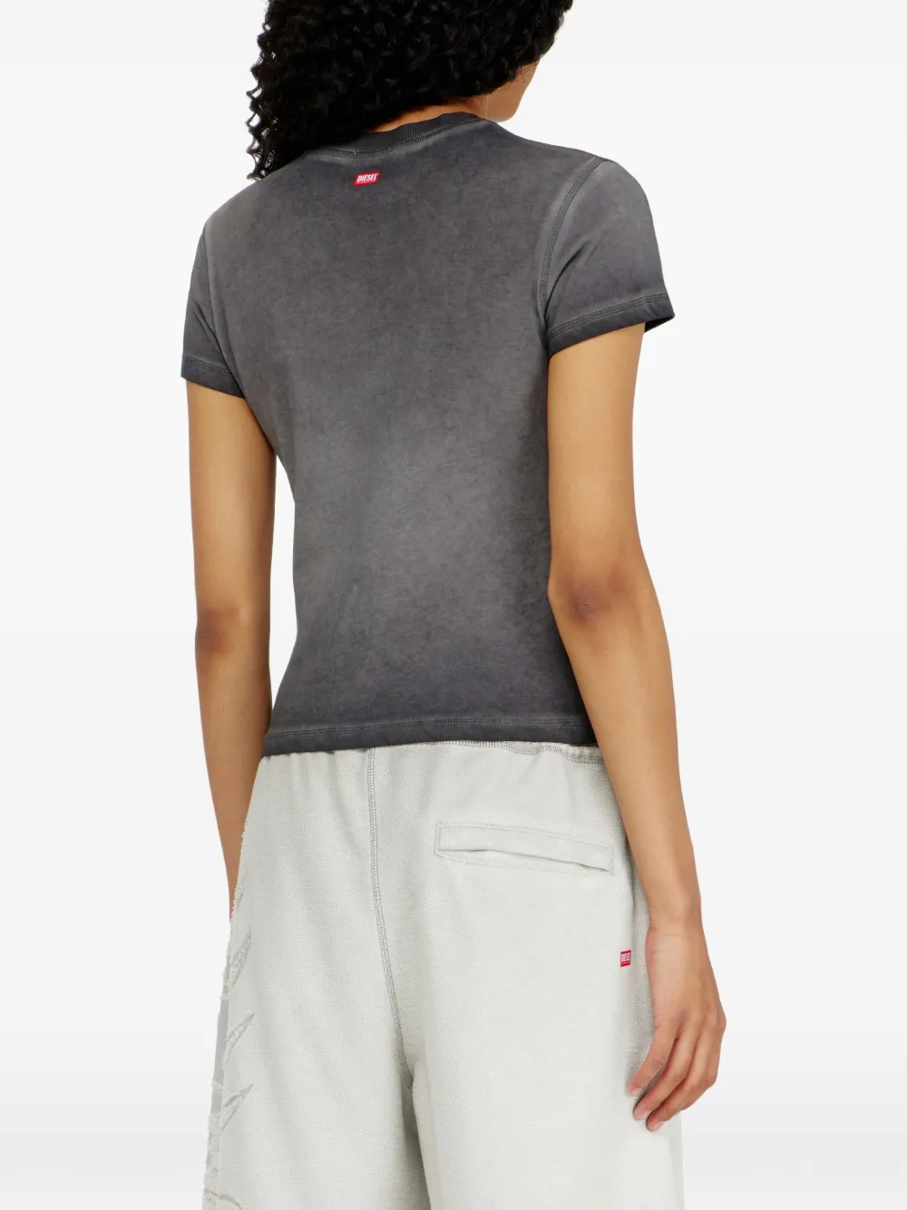 Diesel Slim-fit T-shirt met Dévoré Phoenix Grijs