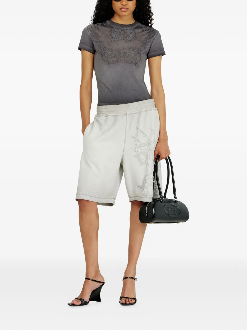 Diesel Slim-fit T-shirt met Dévoré Phoenix Grijs