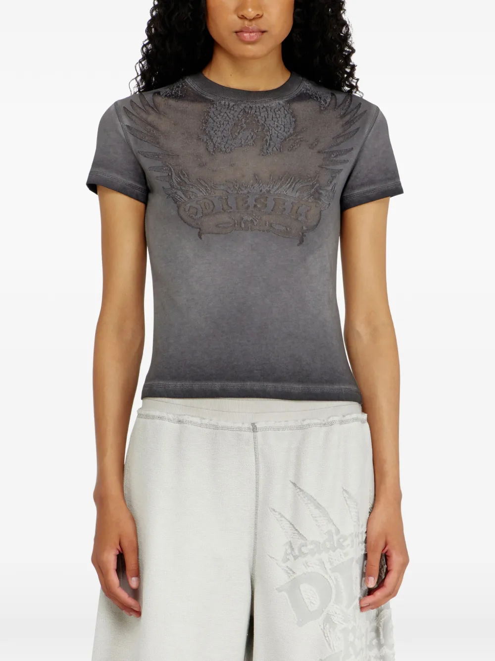 Diesel Slim-fit T-shirt met Dévoré Phoenix Grijs