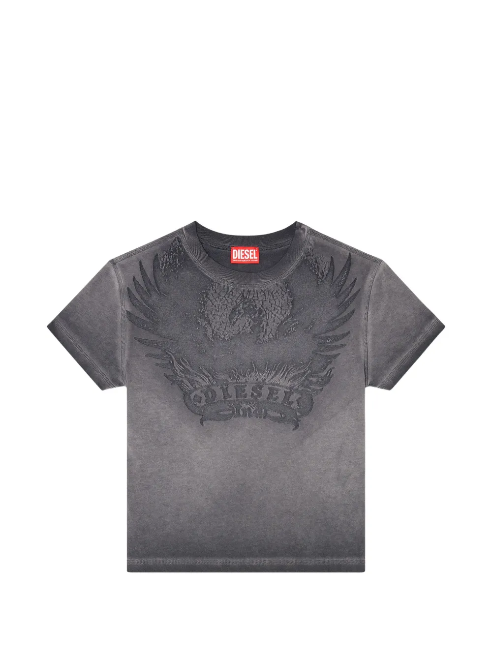 Diesel dévoré-phoenix cover-stitched cotton T-shirt - Grau