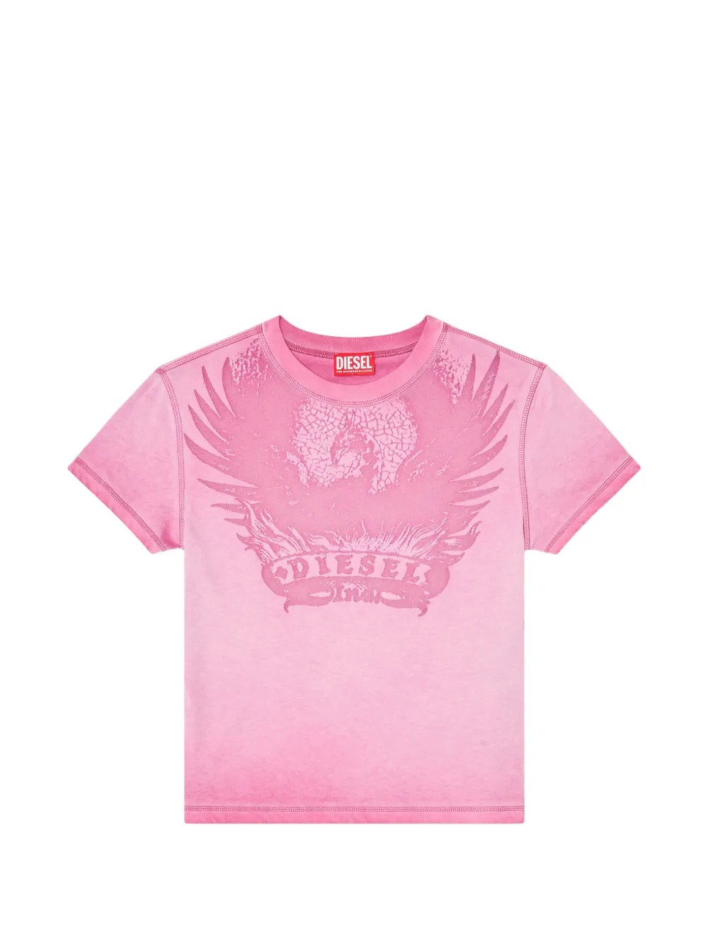 Diesel dévoré-phoenix cover-stitched cotton T-shirt - Rosa