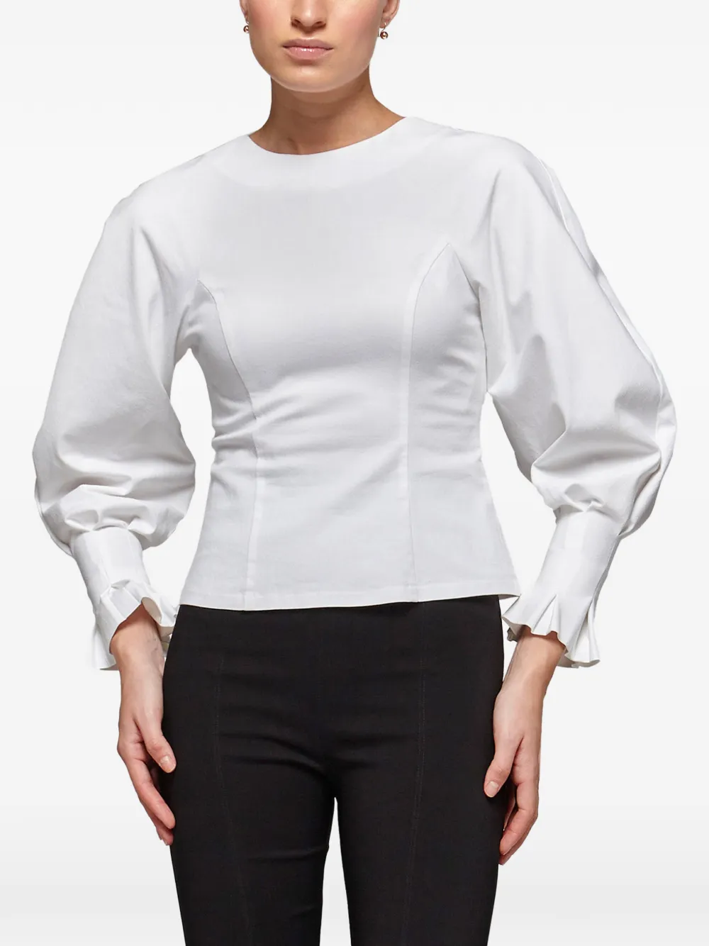 Catalina Chiara top met pofmouwen Wit