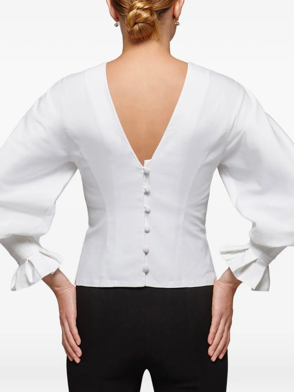 Catalina Chiara top met pofmouwen Wit