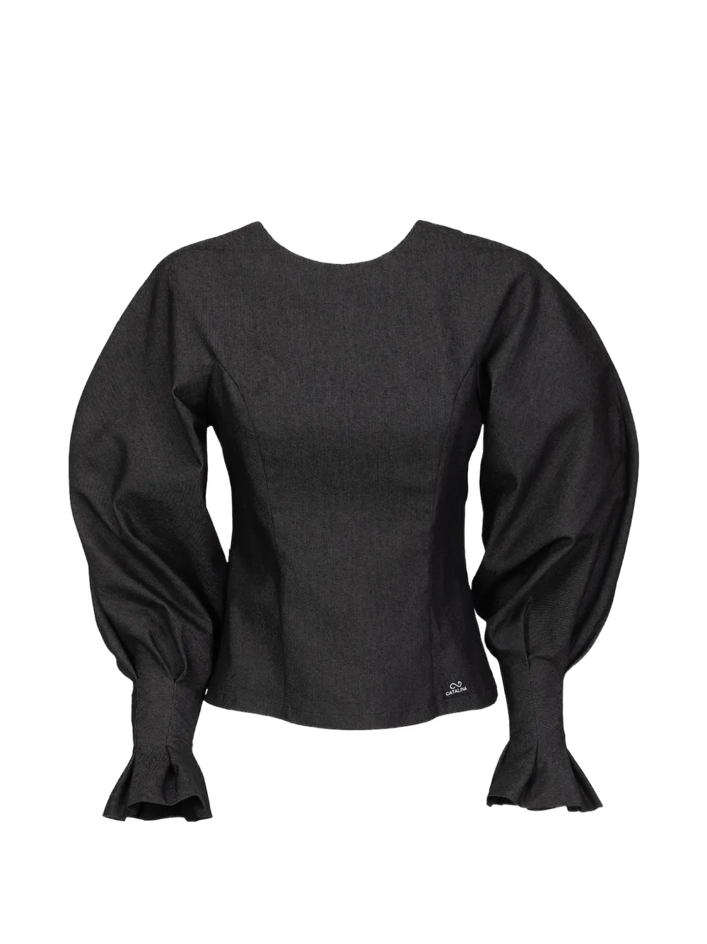 Catalina Blusa Chiara con maniche a palloncino - Nero