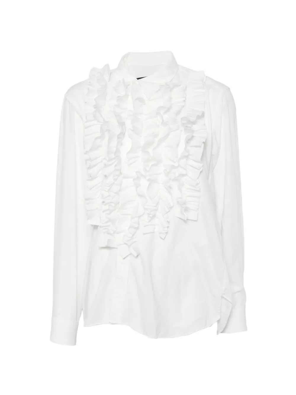 Black Comme Des Garçons Ruffled Long-sleeve Blouse In White