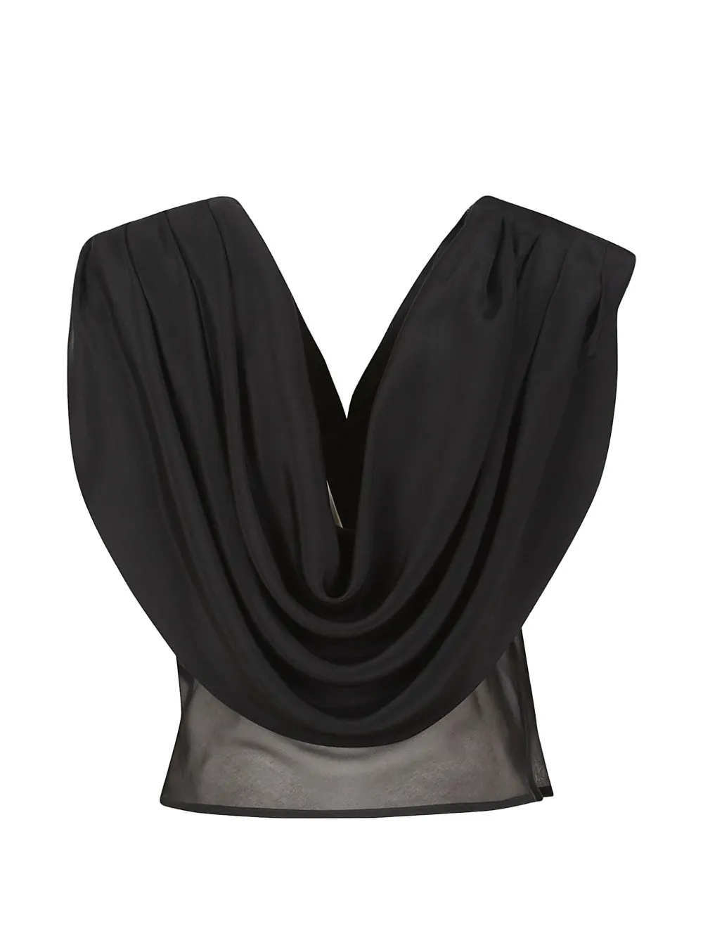 La Collection Marcia draped sheer top - Nero
