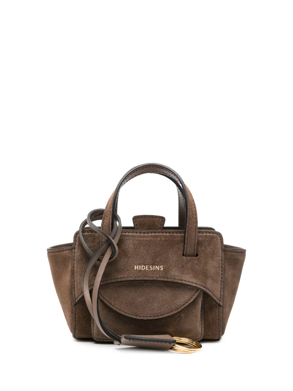 HIDESINS mini logo-print suede tote bag - Marrone