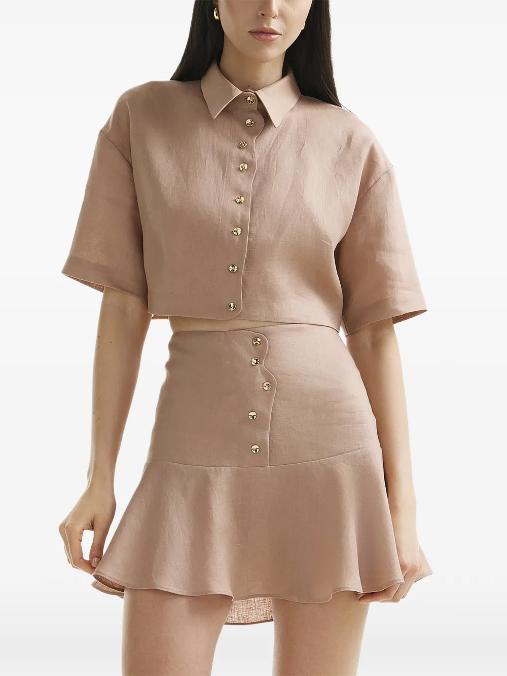 Mia Peculiar Hemd mit Wellendetail - Nude