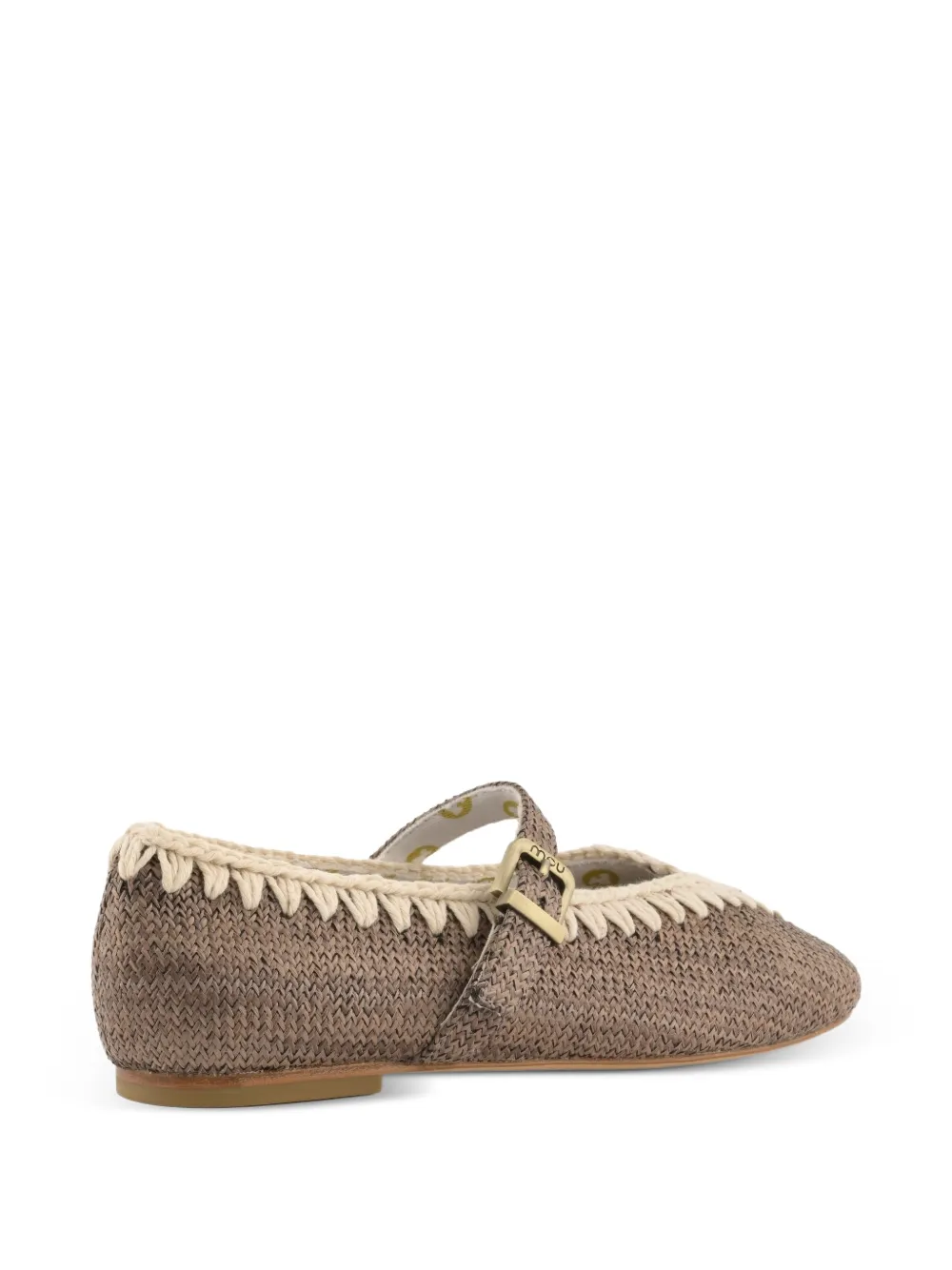 Mou crochet-trim raffia ballet flats Bruin