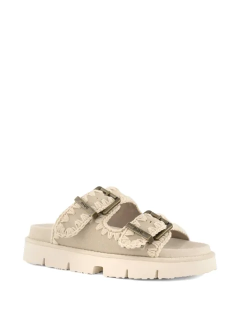 Mou Bio crochet-trim buckle-strap sandals