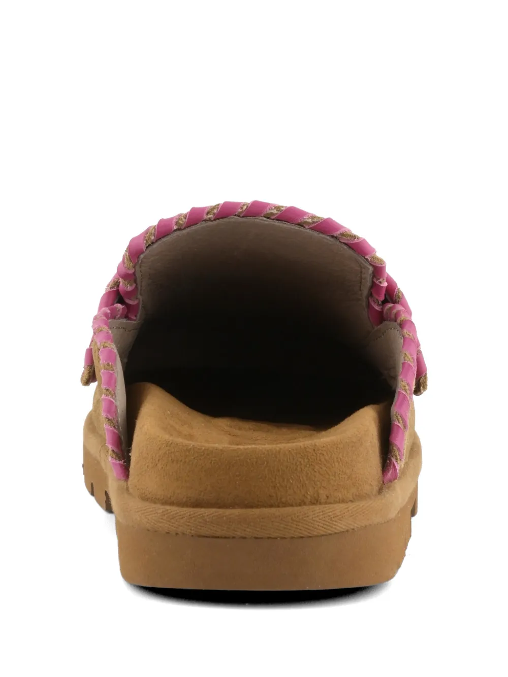 Mou whipstitch-trim perforated mules Beige