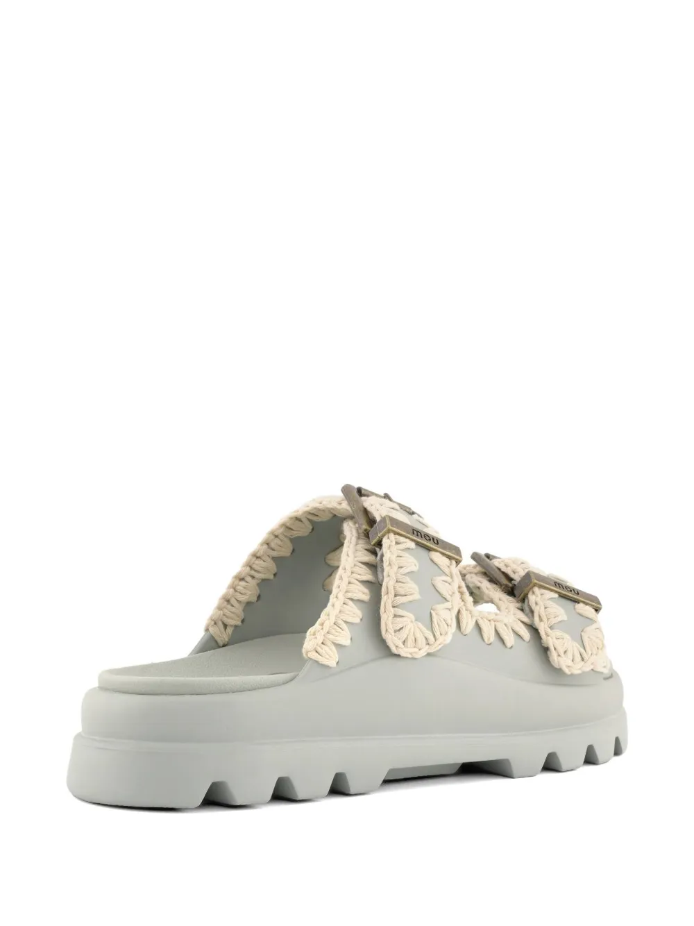 Mou Eva crochet-trim buckle-strap sandals Grijs