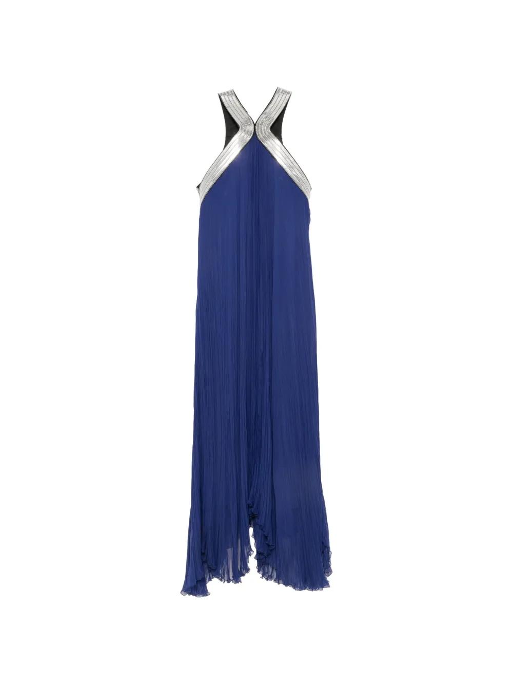 Alberta Ferretti pleated-design asymmetric-hem dress - Blau