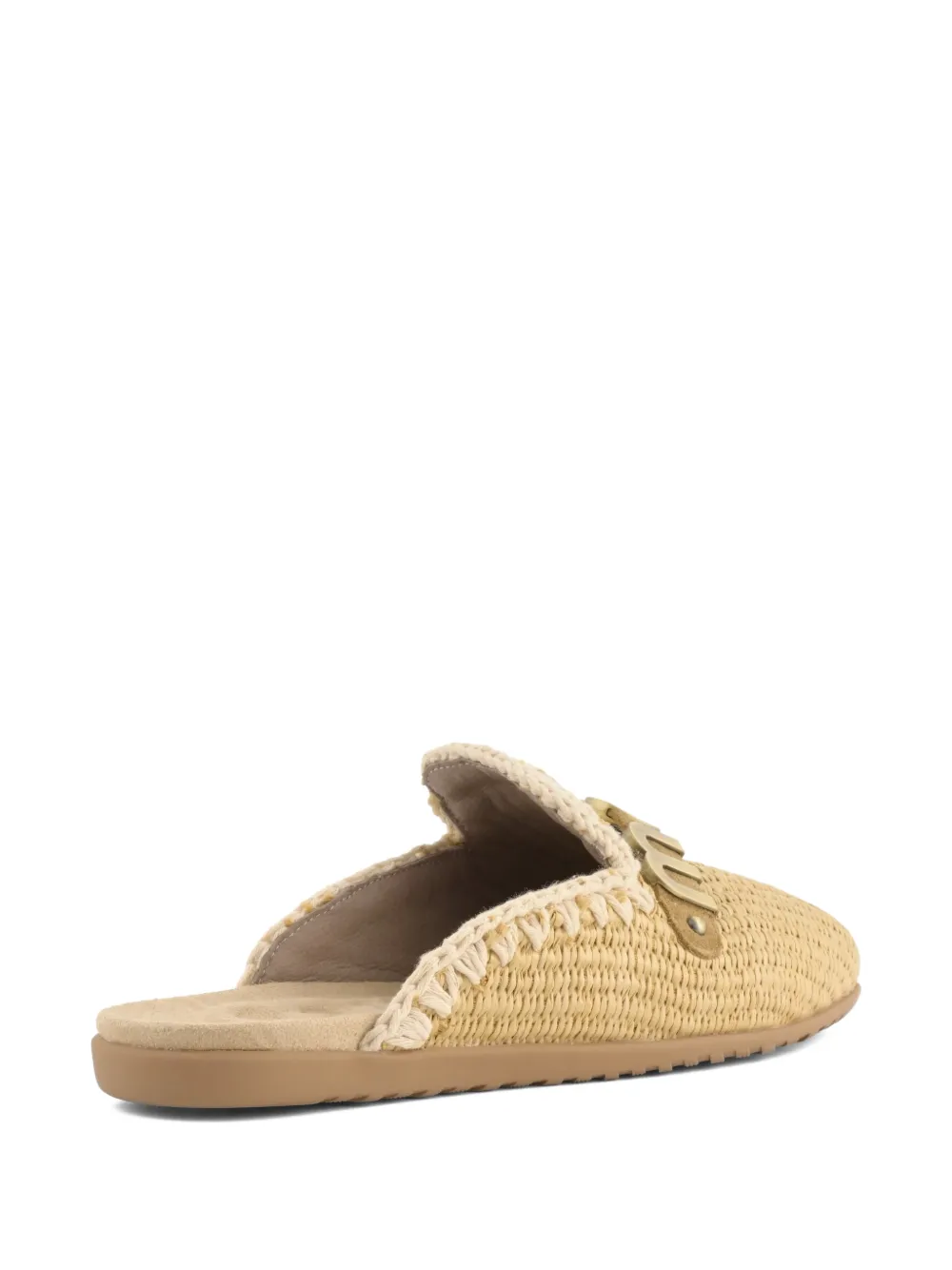 Mou logo-plaque woven mules Beige