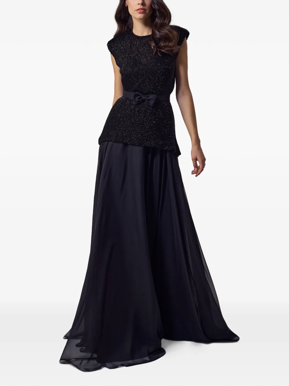 SILK LOVE & LACE sequin-embellished belted dress - Nero