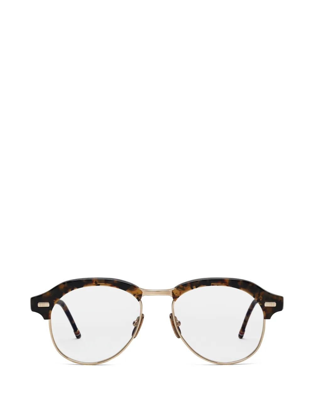 Thom Browne Eyewear tortoiseshell-effect pilot glasses - Braun