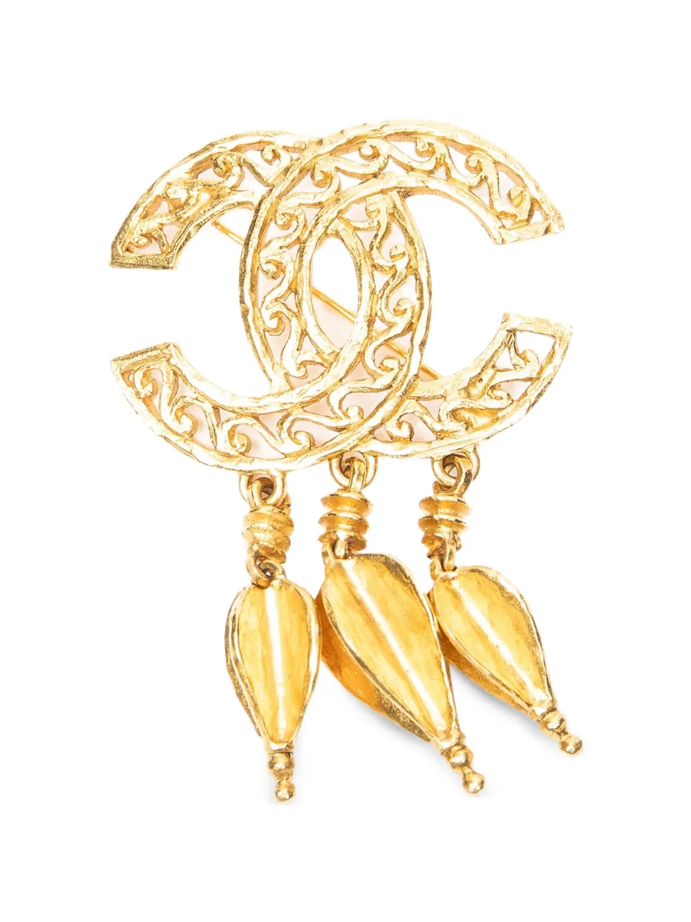 CHANEL Pre-Owned Interlocking CC filigree brooch - Oro