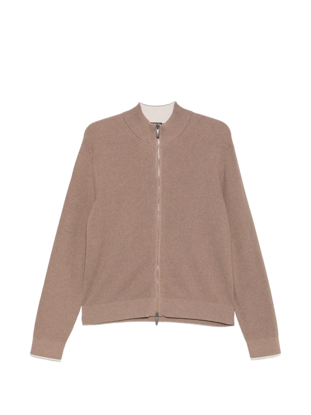 Peserico ribbed-knit zip-up cardigan - Marrone