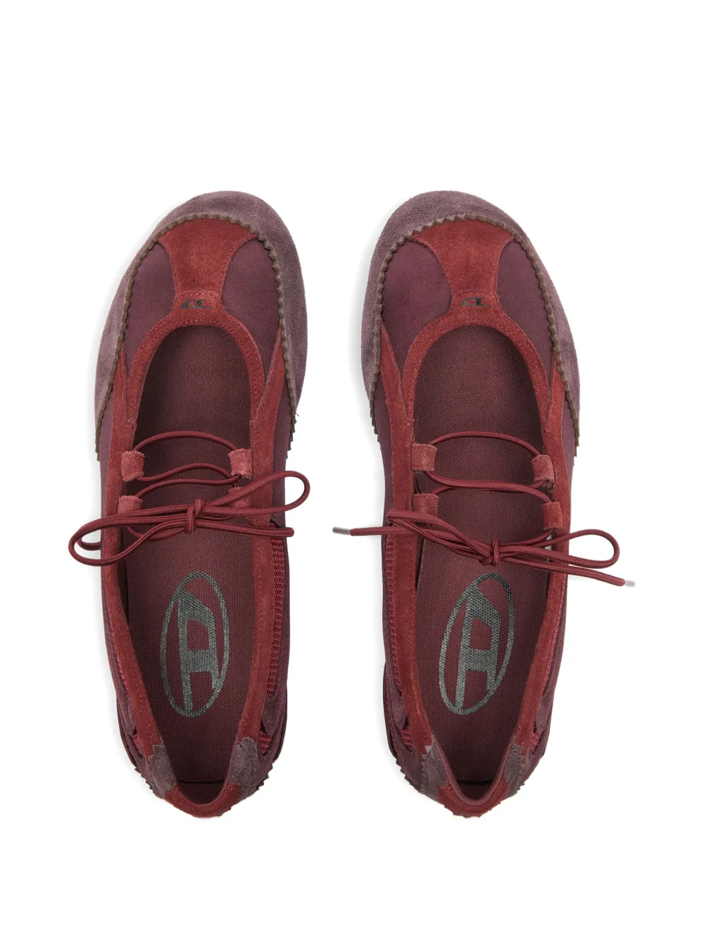 Diesel D-Mile lace-up ballet flats Rood