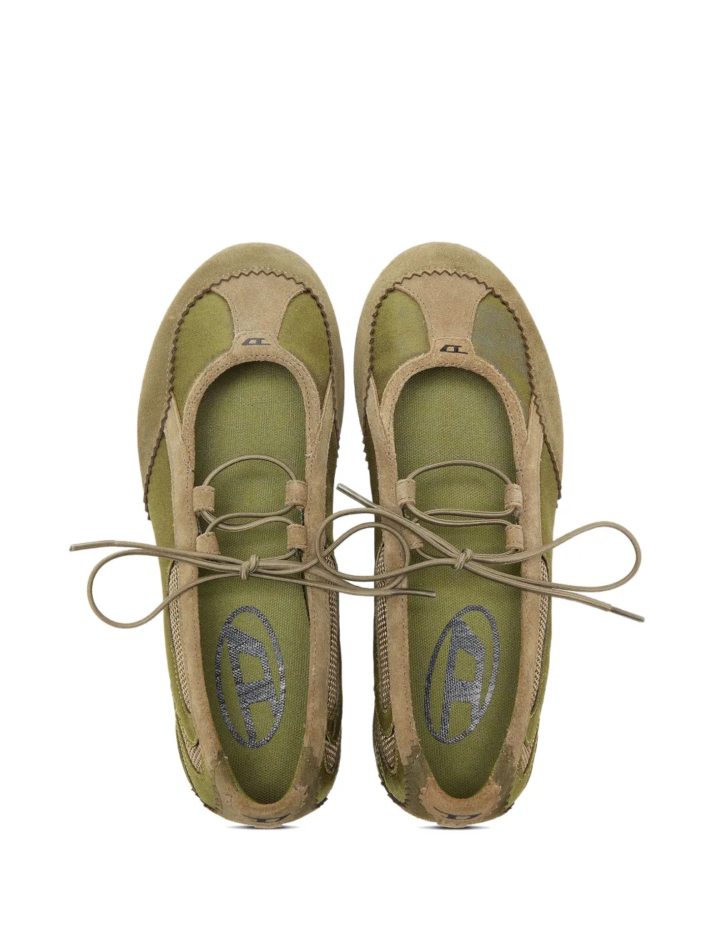 Diesel D-Mile ballerina's met veters Groen