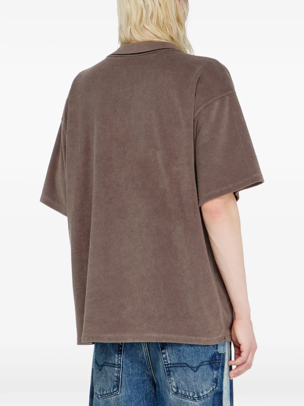 Diesel Chenille poloshirt met shield patch Bruin