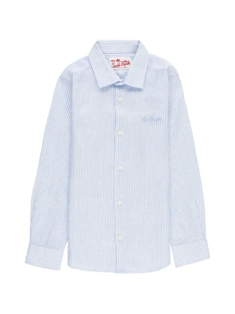 MC2 Saint Barth Kids Agnes logo-detail striped linen shirt