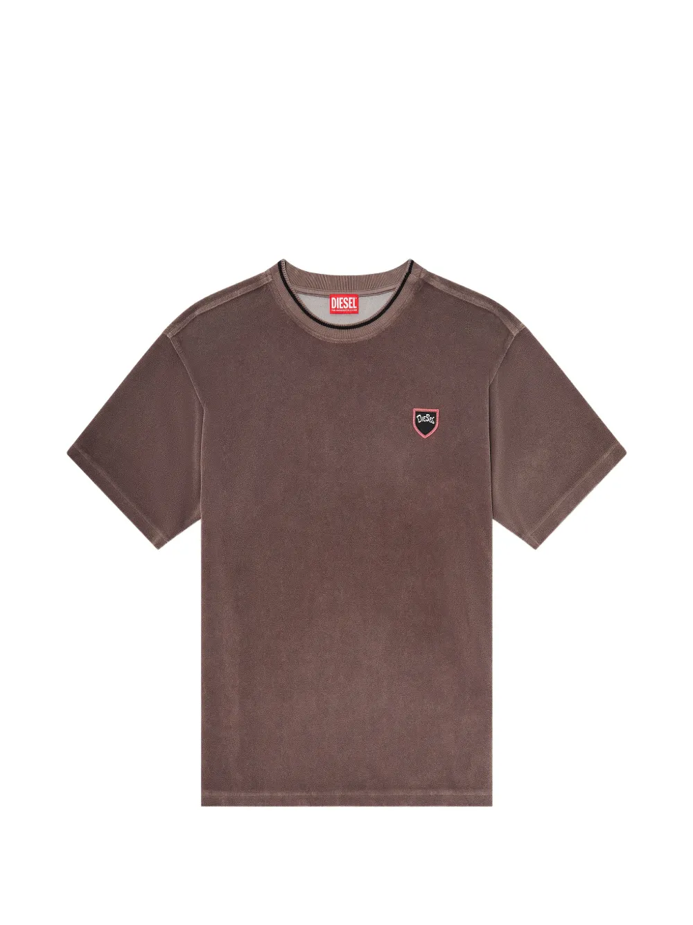 Diesel chenille T-shirt with shield patch - Marrone