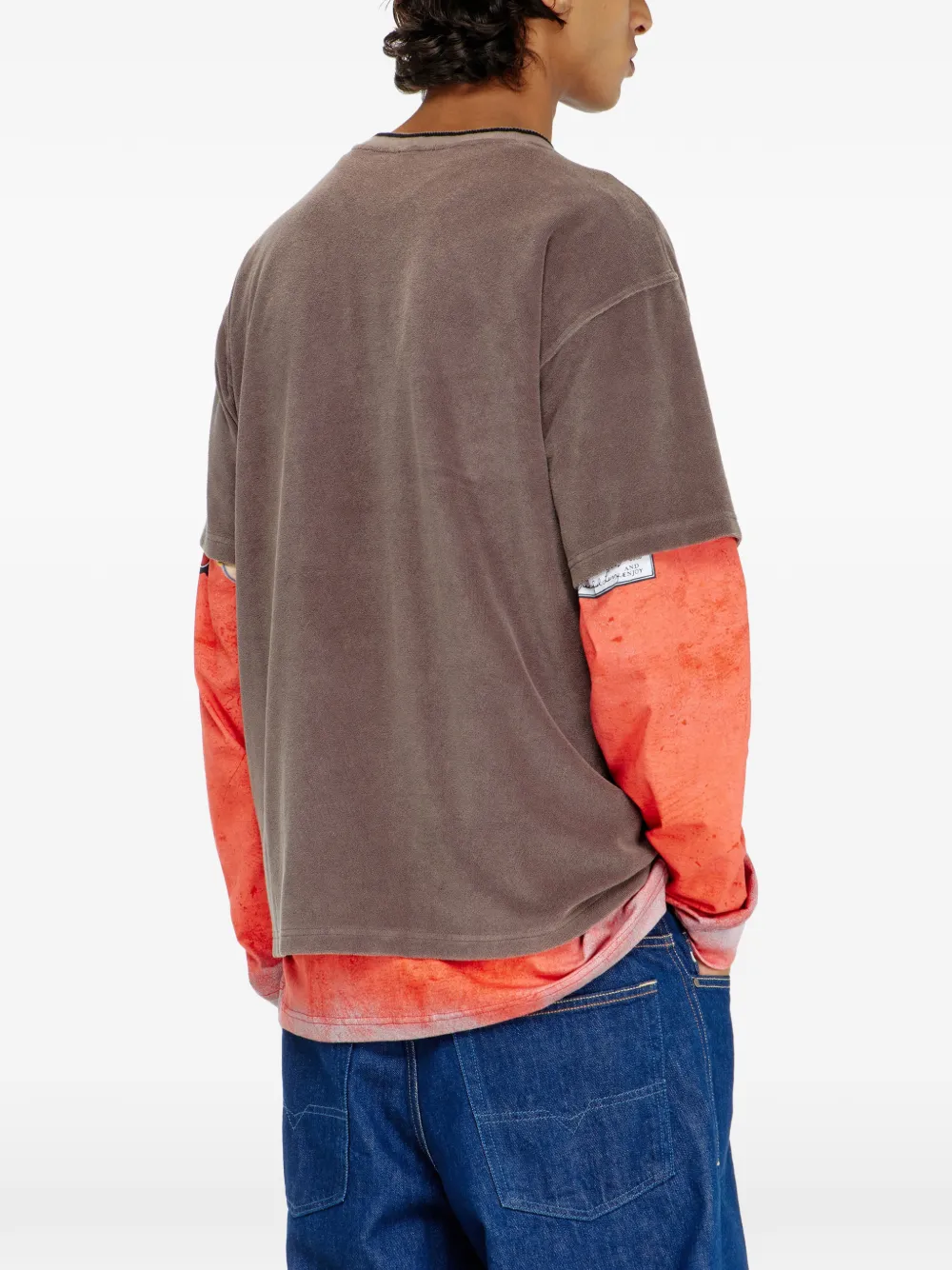 Diesel Chenille T-shirt met shield-patch Bruin