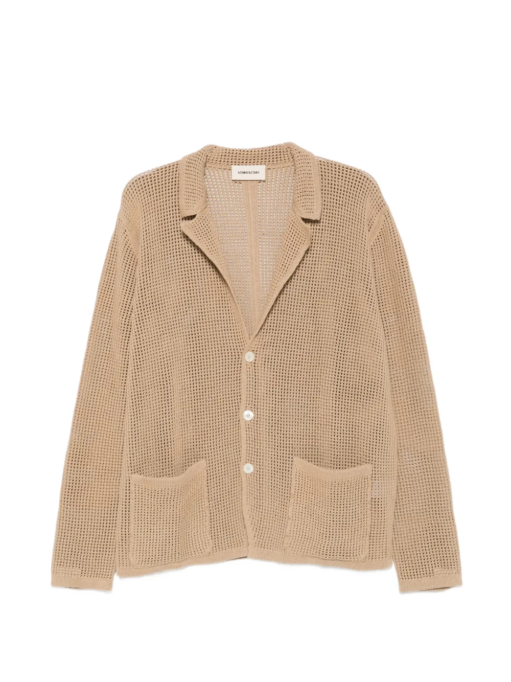 atomo factory open-knit patch-pocket cardigan - Brown