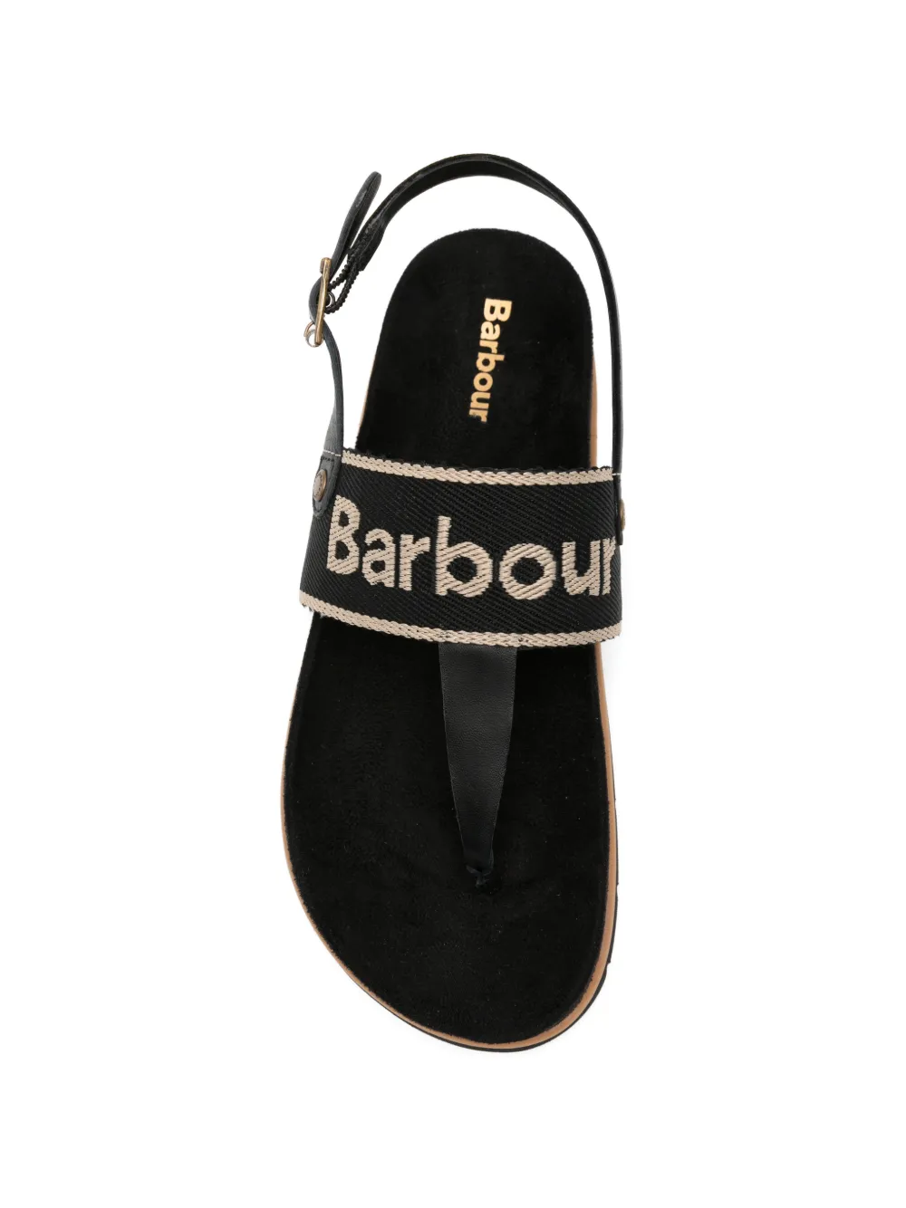 Barbour Lumley logo-embroidered slingback sandals Zwart