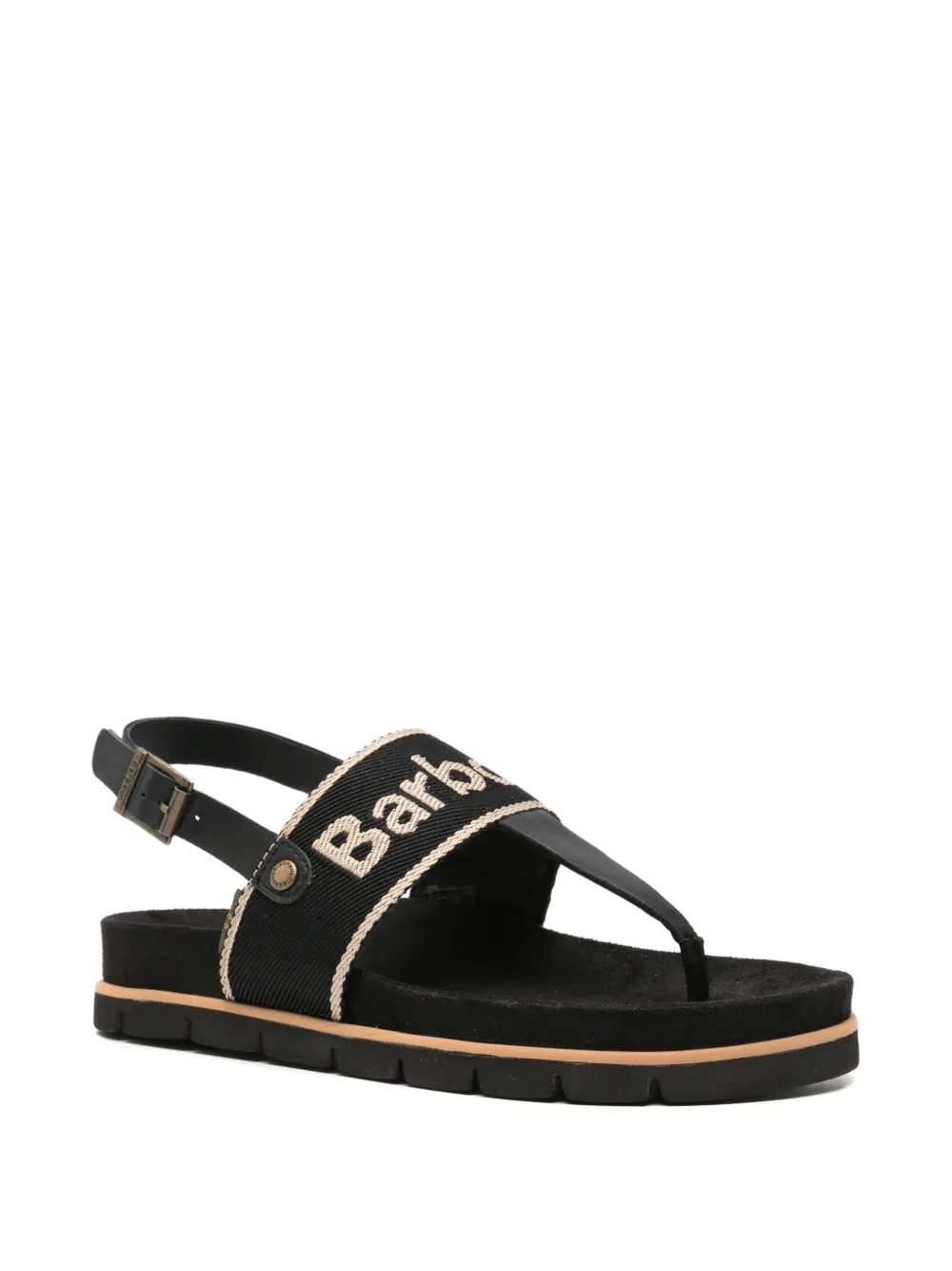 Barbour Lumley logo-embroidered slingback sandals Zwart