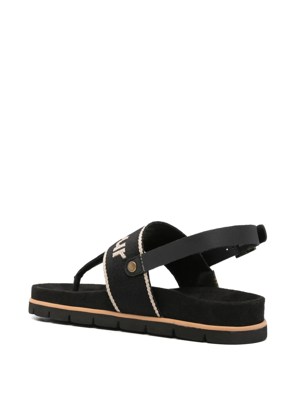 Barbour Lumley logo-embroidered slingback sandals Zwart