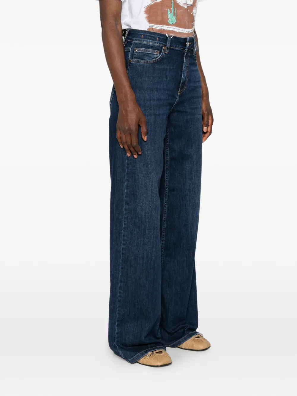 I BLUES Lnina jeans met wijde pijpen Blauw