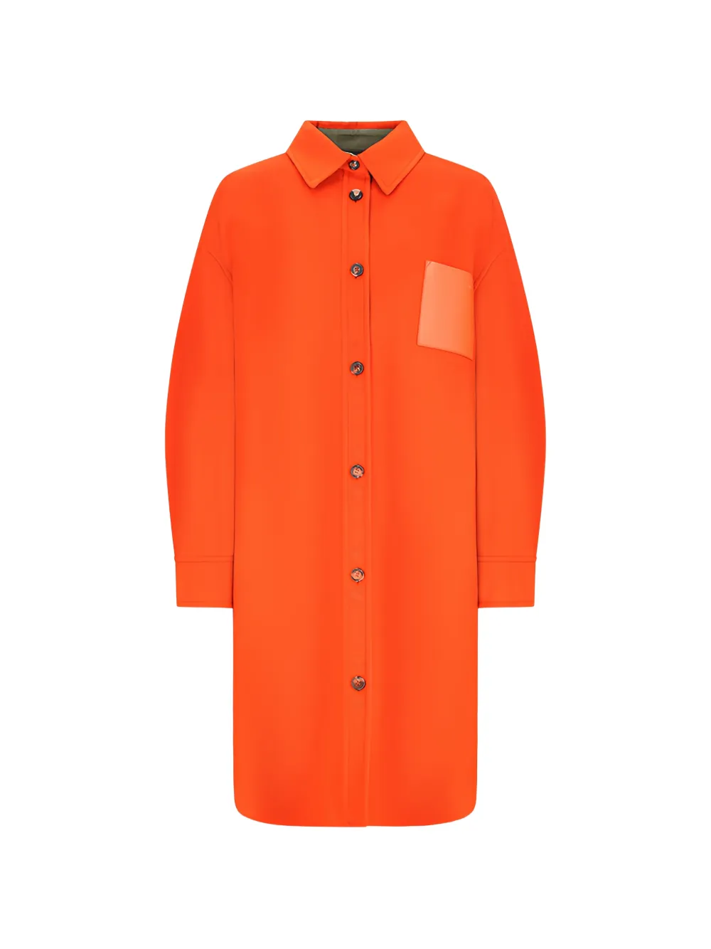 LOEWE leather-patch button-down coat - Orange