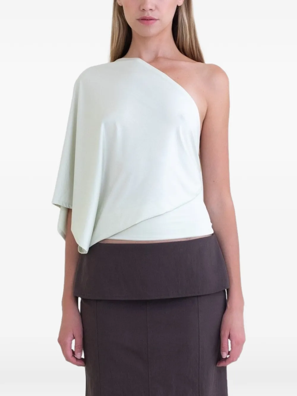 BELLE ANNA Arden asymmetric draped top - Verde