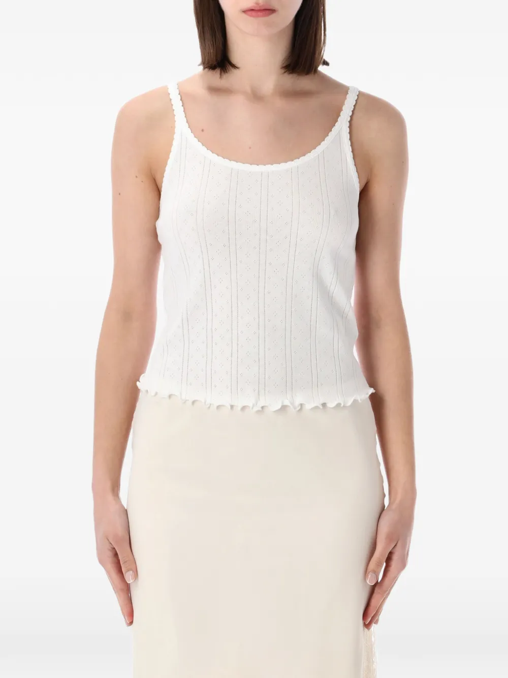 Róhe pointelle-knit scalloped-edge top - Bianco